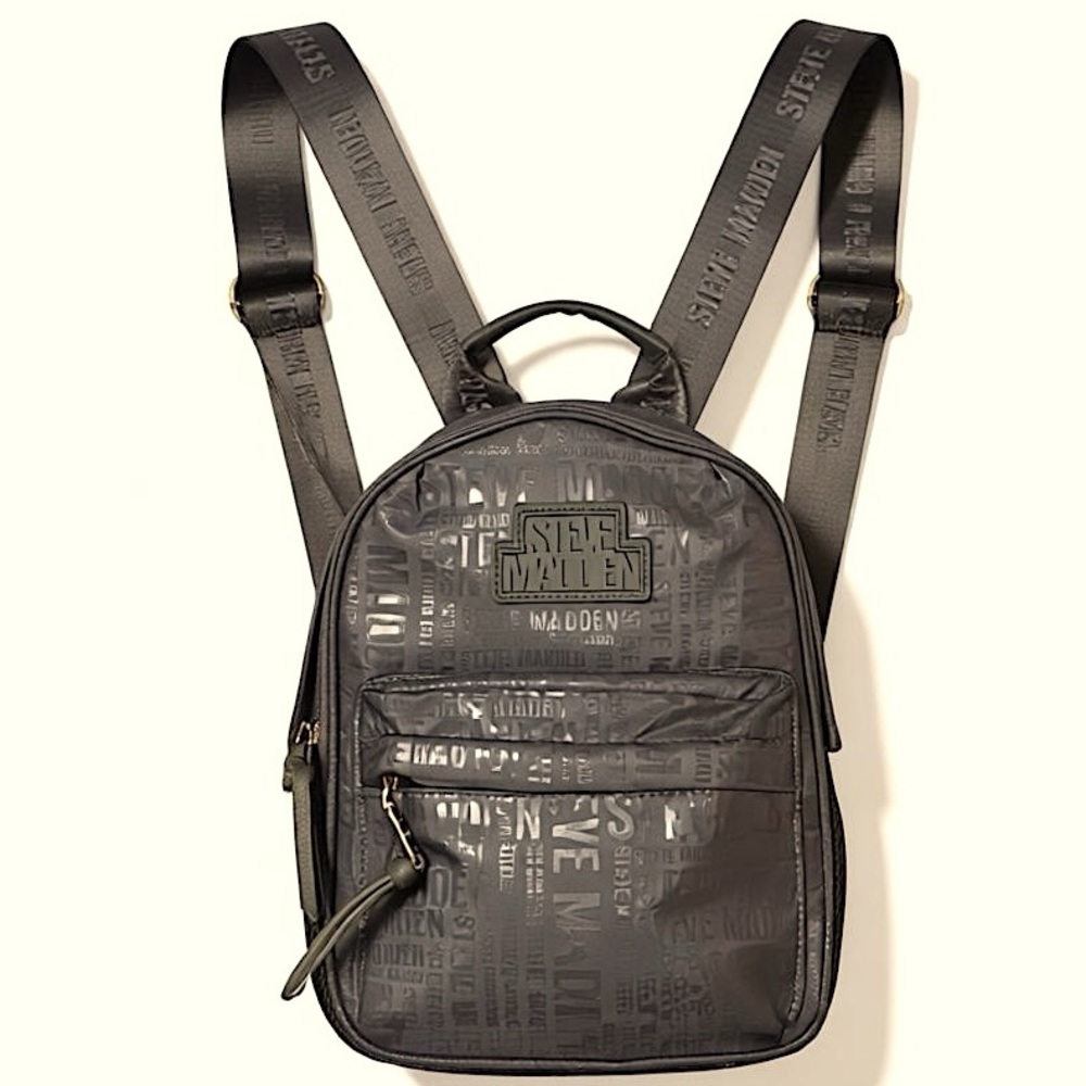Steve Madden Monogram Mini Backpack 100% Polyester Polyurethane H10.5 x W8” NWOT